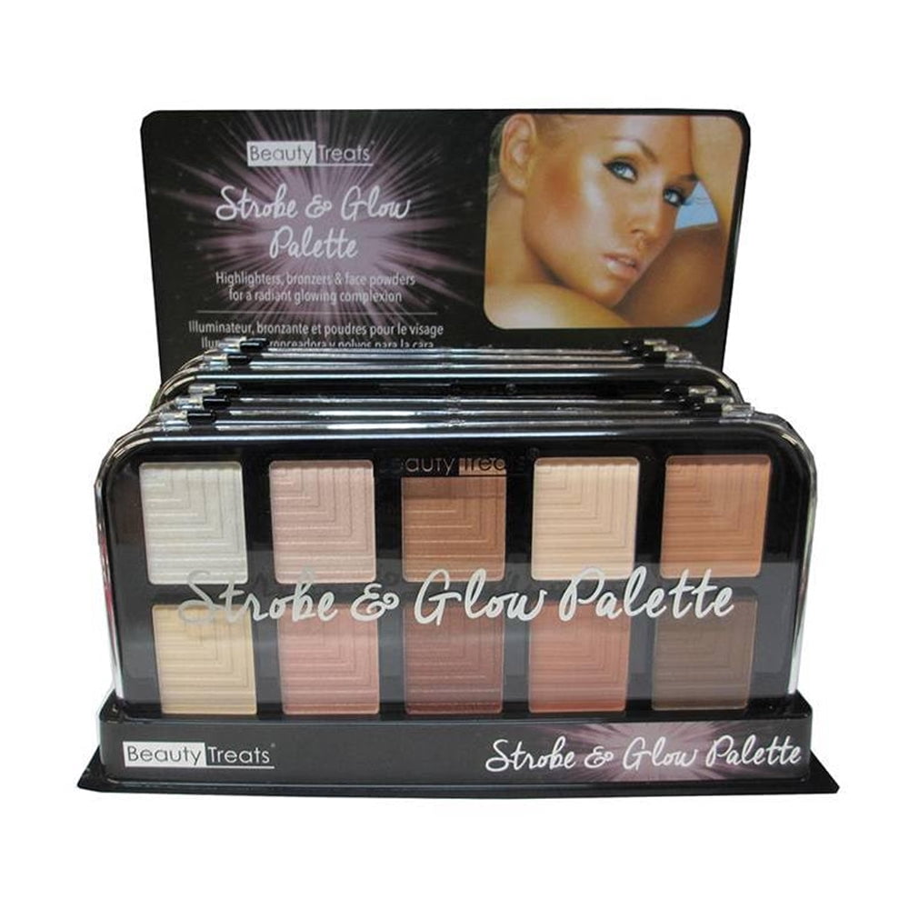 BEAUTY TREATS Strobe & Glow Palette Display Set, 12 Pieces, Bronzer ...