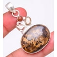 thumbnail image 1 of Bronzite Jasper & Morgani & Golden Sunstone 925 Silver Plated Pendant 2.0" W25, Valentine's Day Gift, Birthday Gift, Beautiful Jewelry For Woman, 1 of 1