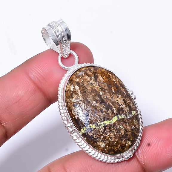 Bronzite Jasper - Usa Designer Handmade 925 Sterling Silver Pendant 2.11" P46