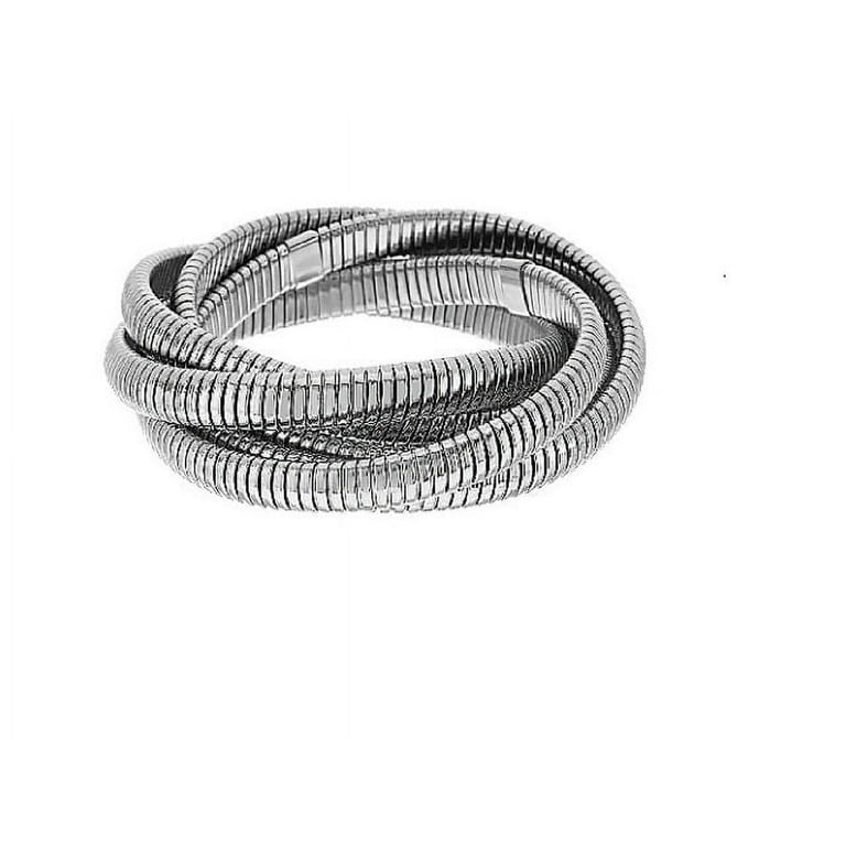Bronzo Italia White Five Strand Tubogas Bracelet 8 Silvertone Bronze 37489045