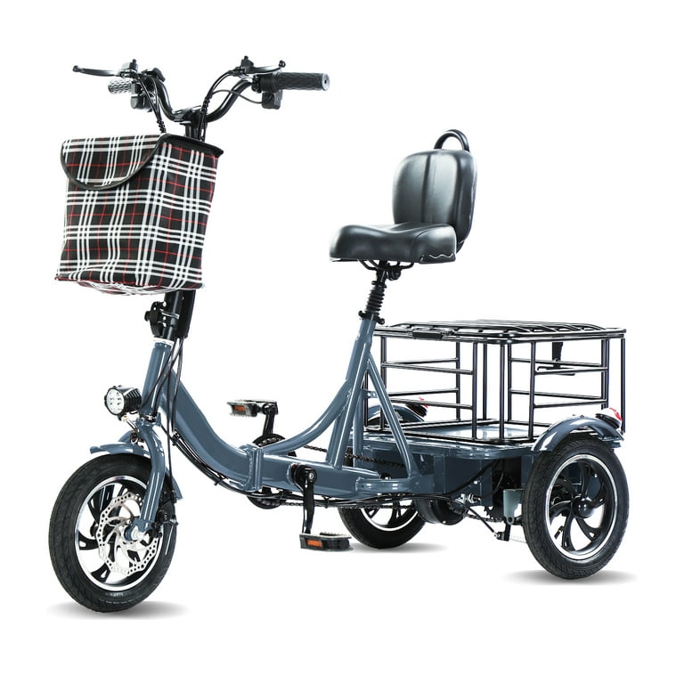 Broobey Wheel Electric Tricycle for Adults, 350W Full Suspension