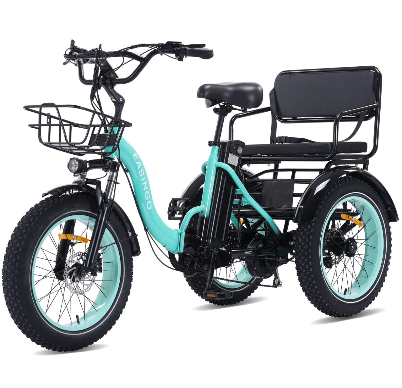 Broobey Pre-assembled 85% Two Seater Electric Tricycle 7 Speed 3 Wheel Electric Bicycle with 48V20Ah Lithium Battery 500W Motor Max 15MPH Electric Tricycle for Adults with Rear Basket Green UL2849