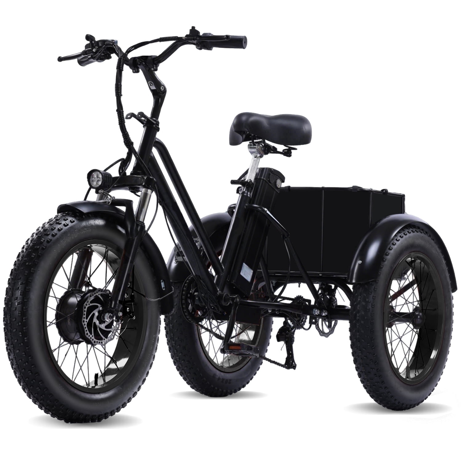 BROOBY Electric Tricycle for Adults, 500W Motor 1000W Peak 3 Wheel Electric Trike with 48V 15Ah Removable Battery, Up to 40 Miles, 20" x 4.0 Fat Tires, Large Rear Basket, 440 lb Capacity, UL2849
