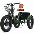 thumbnail image 1 of Broobey Electric Tricycle for Adults Folding ETrike E-Tricycle 3 Wheel Electric Trike w/ Two Baskets 48V15AH Lithium Battery Peak 1000W Motor 20*4" Fat Tire Green UL2849 by SGS, 1 of 9
