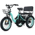 thumbnail image 1 of Broobey Pre-assembled 85% Two Seater Electric Tricycle 7 Speed with 48V20Ah Lithium Battery 500W Motor Max 15MPH Electric Tricycle for Adults with Rear Basket Green UL2849, 1 of 9