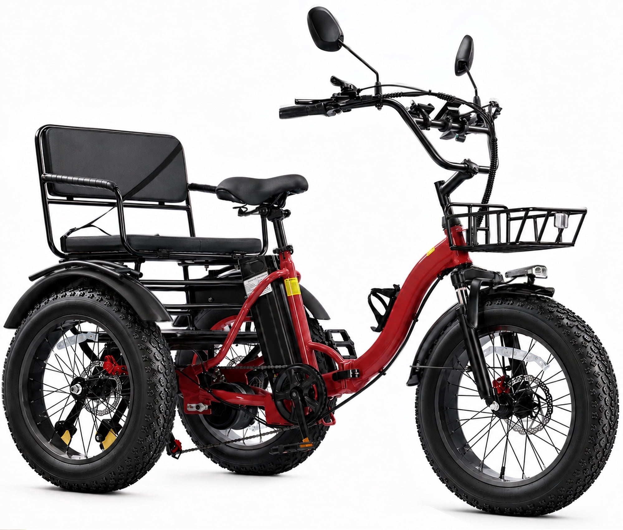 Broobey Two-Seater Electric Tricycle for Adults, 750W 3 Wheel Electric Trike with 48V 15.6Ah Removable Battery, Up to 18.6 MPH, 20" x 4.0 Fat Tires, Passenger Seat, Rear Basket