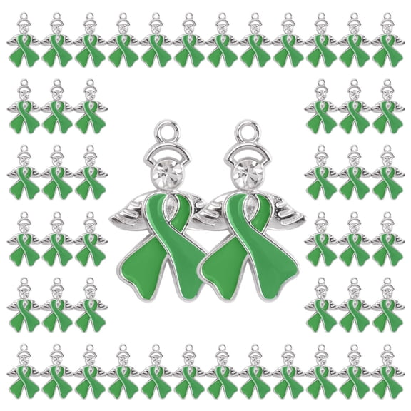 Brooch Emblem Alloy Like Ribbon Bow for Support Groups 50 Pack Ready Accessory for Care Mutual Aid Communities and Appreciation,3X2 cm,Green