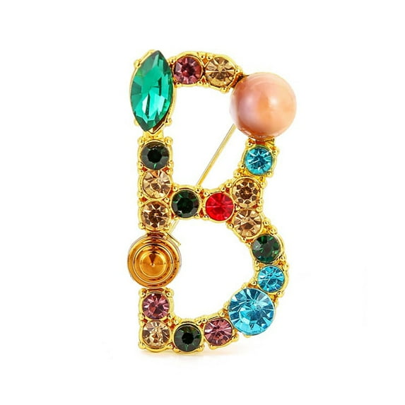Brooch Exquisite Beautiful Colorful Letter Brooch Pin for Banquet