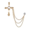 thumbnail image 1 of Brooch Lapel Pin Hanging Chains Collar Brooches Vintage Cross Badge Tie Clips Fashionable Collar Pin Charm for Men Suit Shirts Jacket Coat Style A, 1 of 4