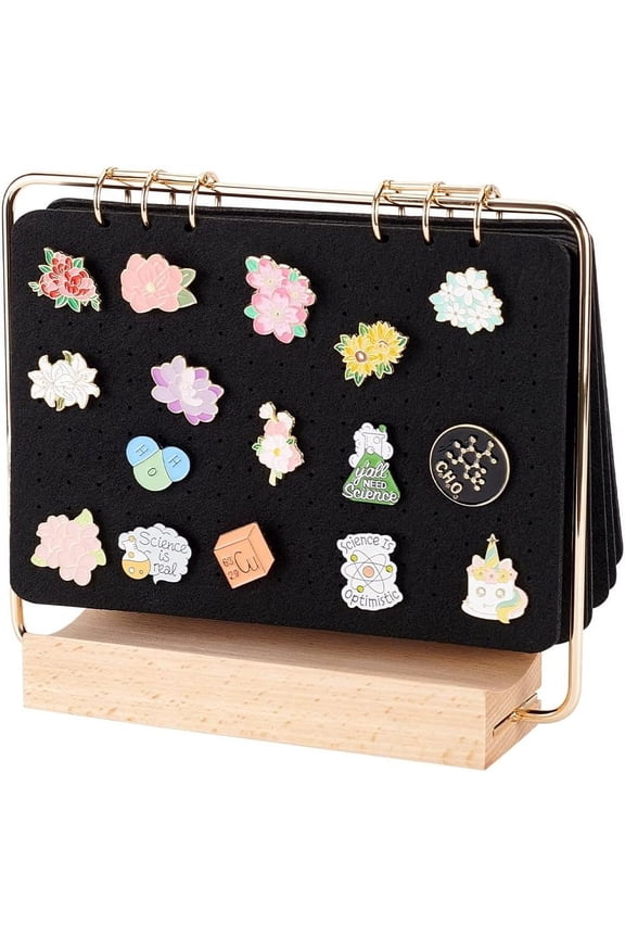 Brooch Organizer Pin Collection Calendar with Wooden Stand Pin Holder with Felt Sheets for Lapel Pin Enamel Pin Display and Storage diy