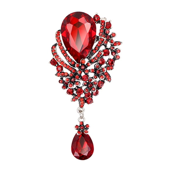 Brooch Pin Big Rhinestone Hollow Design Alloy Engagement Jewelry Brooch for Women