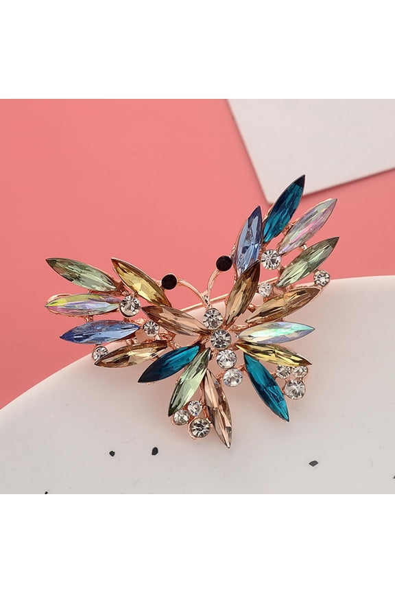 Brooch Pin Diamond Butterfly Wedding Bridal Rhinestone Shawl Clip Ladies Jewelry