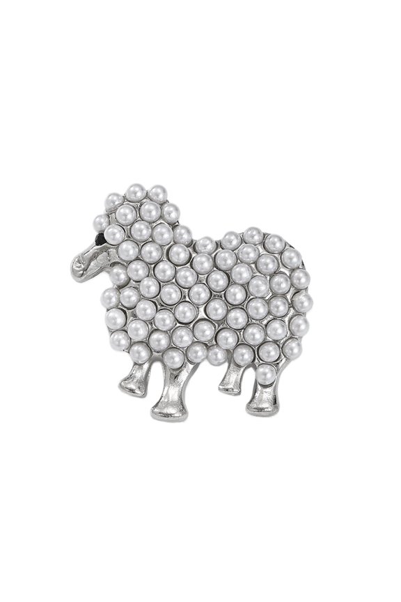 Brooch Pin Pearl-Look Sheep Design Zinc Alloy Lapel Accessory 3 x 3 cm / 1.18 x 1.18 in Decorative Accent