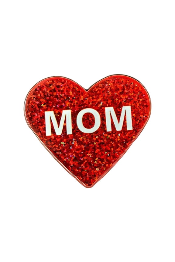 Brooch Pin Red Heart Shape Mother's Day, Shiny Sparkle Design with Fashion Jewelry, for Mother's Day Gift for Mom, Red