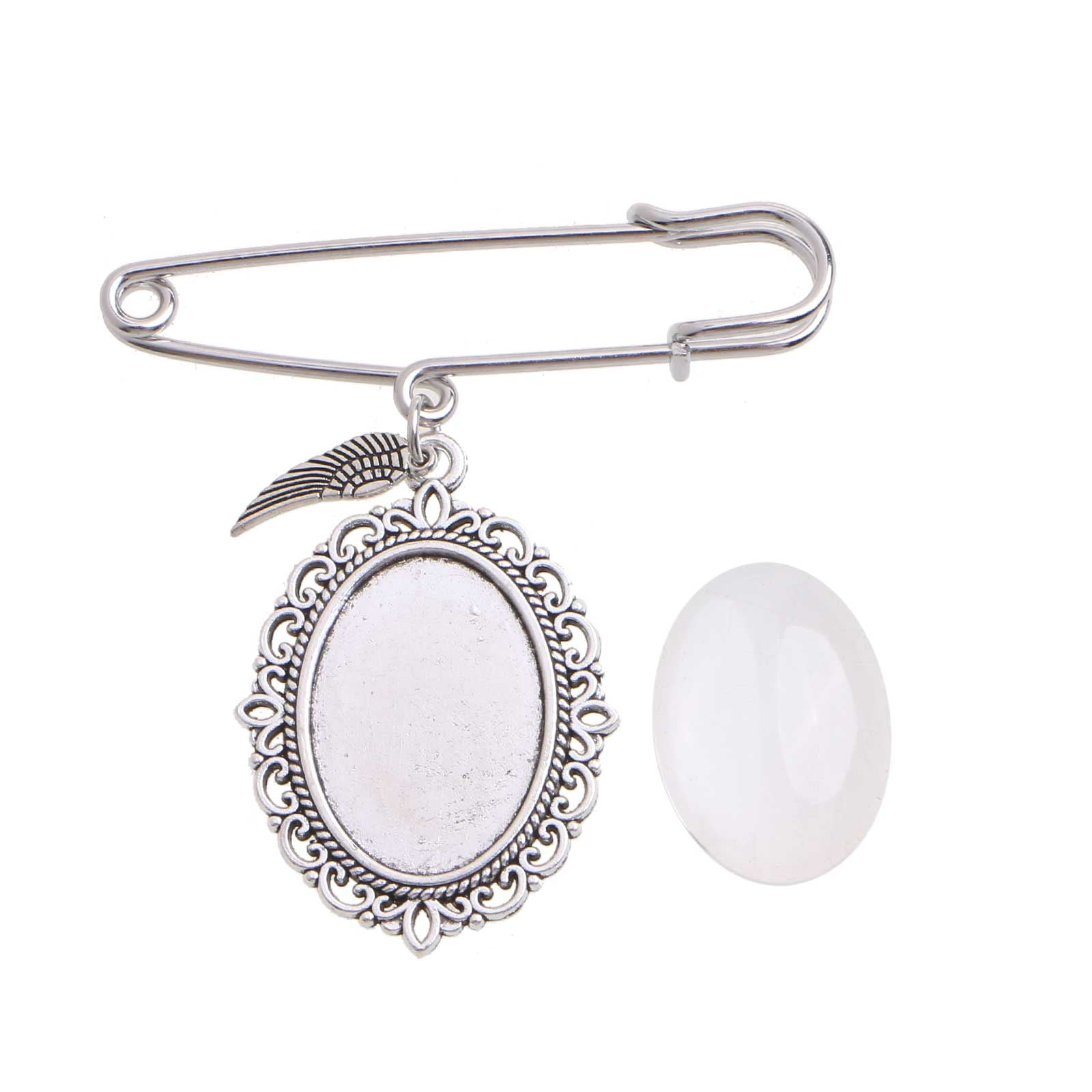 Brooch Wedding Charms Lace Frame Oval Glass Photo Frame Pins with ...