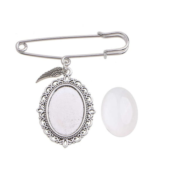 Brooch Wedding Charms Lace Frame Oval Glass Photo Frame Pins with Pendant Suitable for Holiday Craft Use