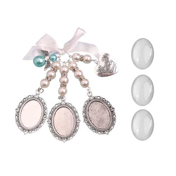 Brooch Wedding Charms Three Lace Frame Oval Glass Photo Frame with Pendant Suitable for Holiday Craft Use