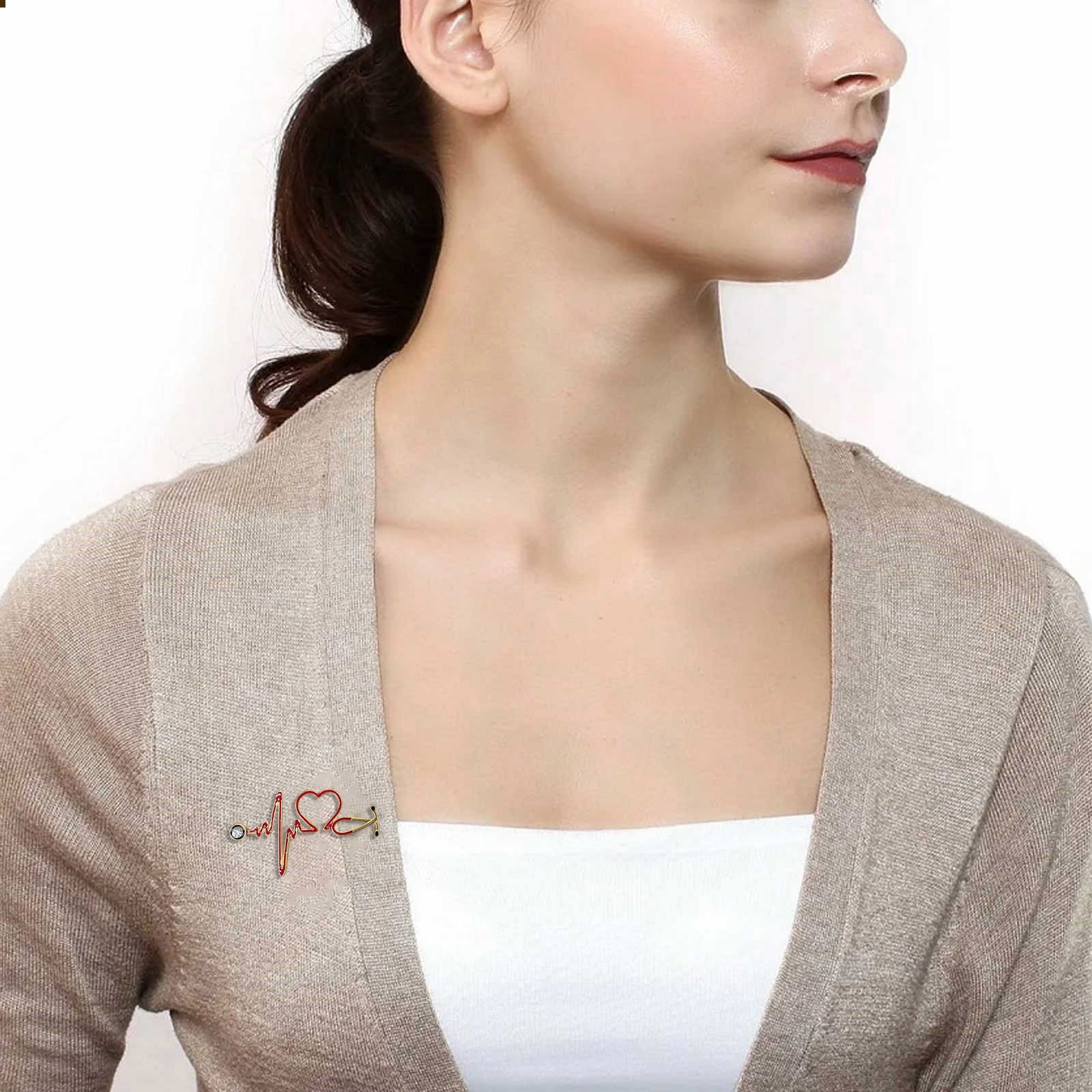 Brooches And Pins For Women Bulk Liebe Herz Stethoskop Mini Brosche