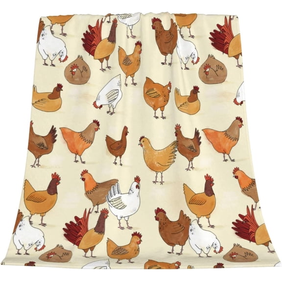A Brood of Chickens Fleece Throw Blanket for Couch Chair Bed Women Men - Lightweight Plush Fuzzy Cozy Soft Blankets and Throws for Sofa Travel Camping, 50x40 inches