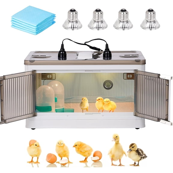 Brooder Box for Chicks Quail Brooder Box with Thermostat Poultry Heater Breeding Box with Feeder and Water for 15 Chicks Quails Ducks Parrots and Hamsters