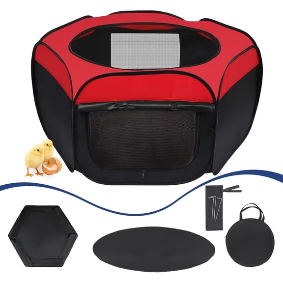 Brooder Box for Chicks Starter Kit - Upgraded Dual Door Collapsible Large Chicken Pen, Easy to Clean Chicken Coop Supplies for Ducks, Quail, Cats, or Dogs, Holds Up to 20 Chicks