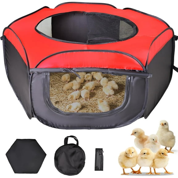 Brooder Box for Chick Starter Kit - Brooder Pen/Chicken Supplies Brooder Box with Ideal Size Brooding Up to 15 Chick, Duck and Quail(Red)