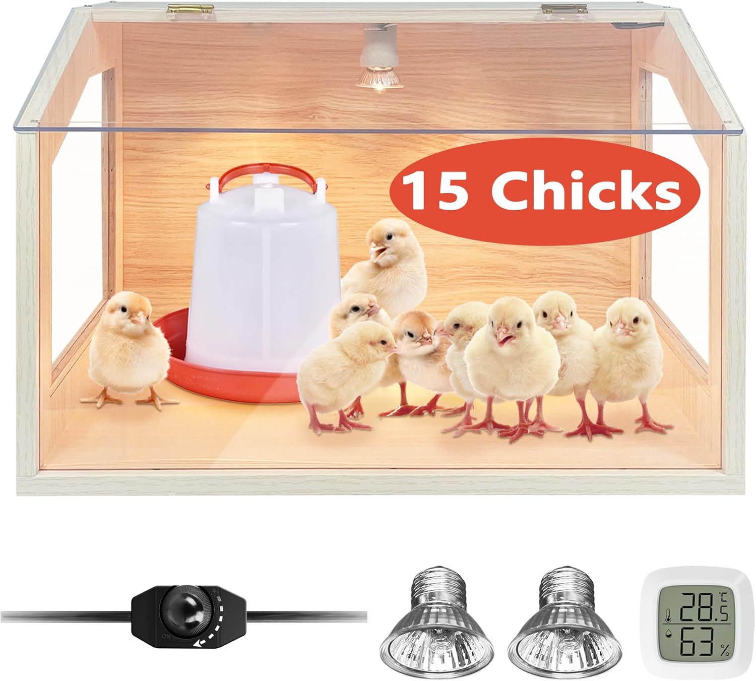 Brooder Box for Chikcs,15 Chicken Brooder Box with 2 Heat Lamps, Chick ...