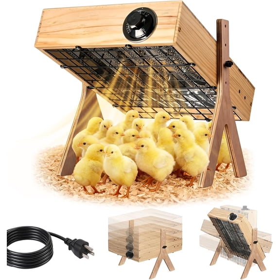 Brooder Heating Plate for 40 Chicks, 2s Fast Heat, Height & Angle Adjustable, 15.5" x 11.5" Large Capacity, Adjustable Temp(86~176), Ideal for Coop & Brooder Box