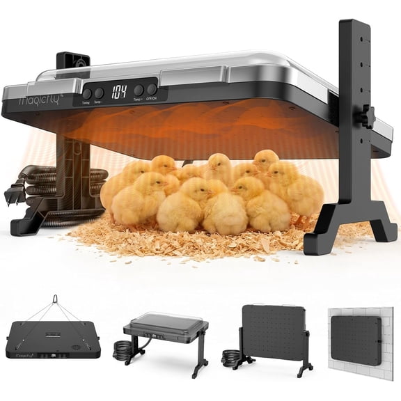 Brooder Plate for Chicks, 200W Adjustable Chick Brooder Heater with Temp & Timer, UL-Compliant Safe Design, Radiant Brooding Box Coop Warmer with Remote Control & Cover for Ducklings Poults