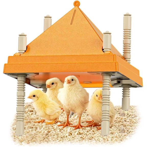 Brooder Plate for Chicks,10" x 10" Heat Plate for Chicks with Triangular Cone Anti-Perch DesignOrange