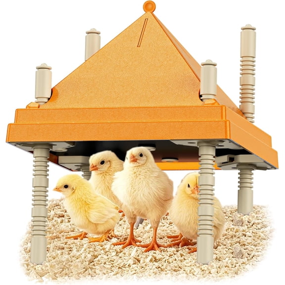 Brooder Plate for Chicks,10" x 10" Heat Plate for Chicks with Triangular Cone Anti-Perch DesignOrange
