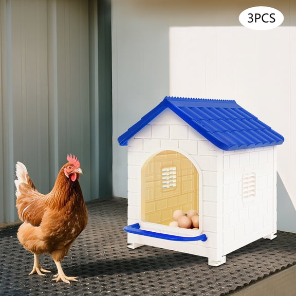 Brooding-Friendly Nesting Boxes Set, 17.32in Height with Entrance Perch, Sloped Roof & Moisture-Proof Pad, Promotes Natural Breeding, Great for Small-Scale Farms