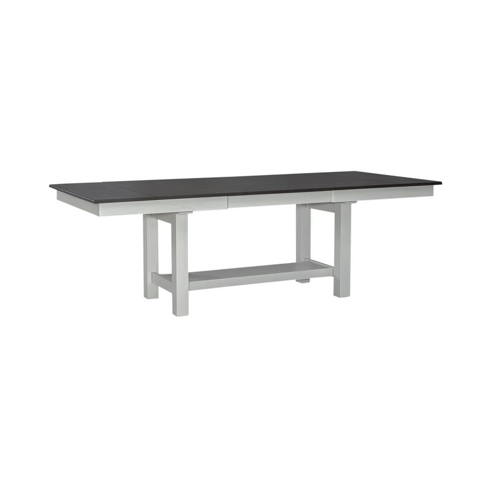 White and Gray Veneer 7-Piece Rectangular Trestle Dining Set