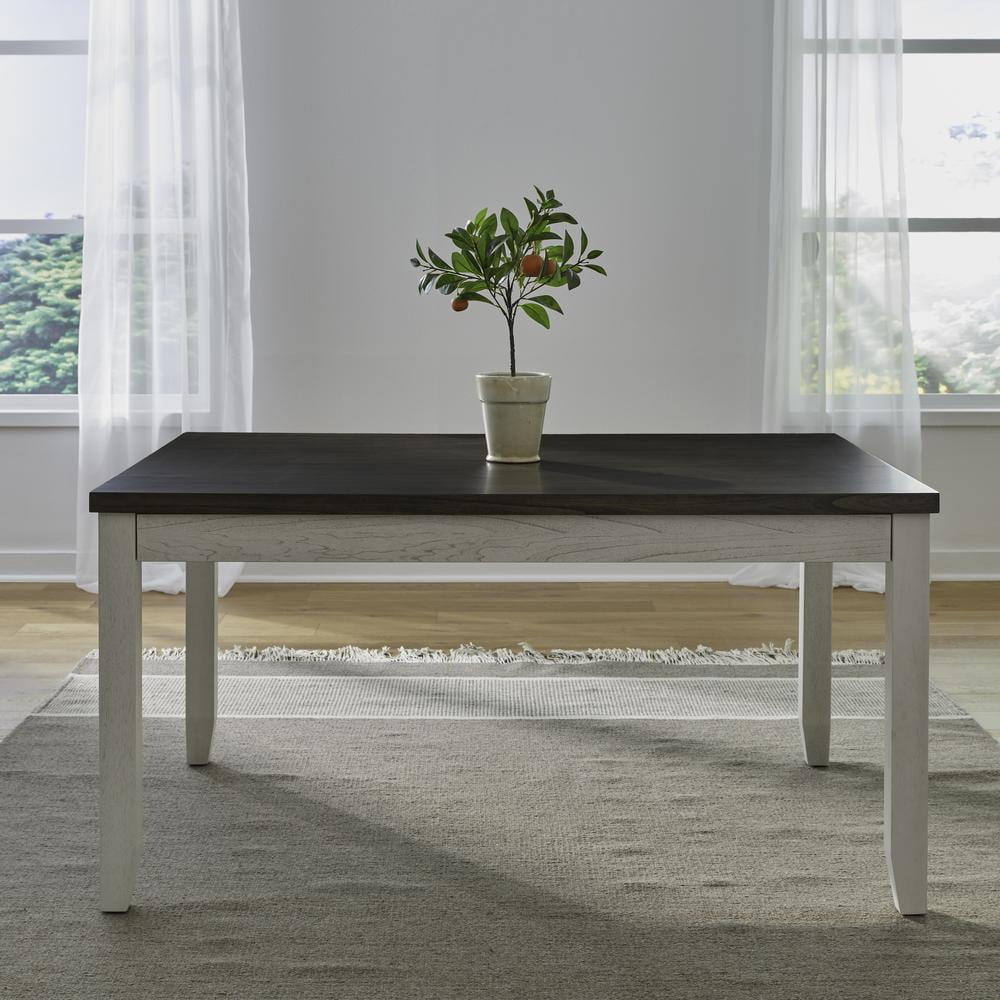 Carbon Gray and Textured White Extendable Dining Table with Hidden Drawers