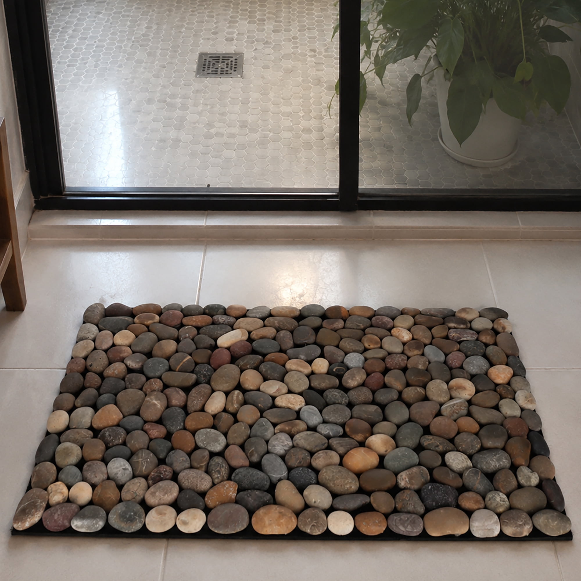 Building Stone Mat Rutledge & King Brook Branch Mixed Stone Pebble Mat, Rubber Outdoor ...