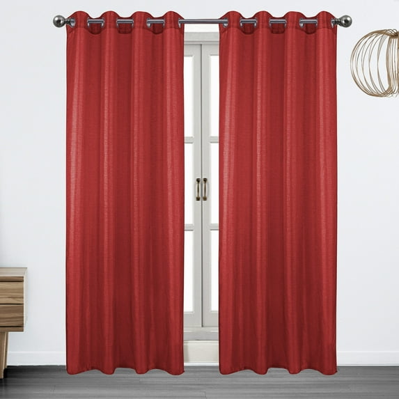 Brook Lurex Sheer Grommet Window Panell, Red, 54x90 Inches