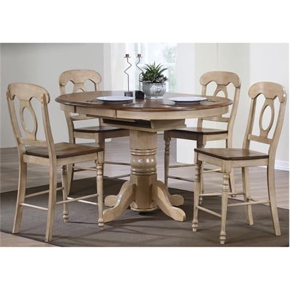 Brook Round or Oval Butterfuly Leaf Pub Table Set with Napoleon Stools 5 Pieces