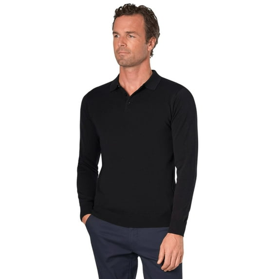 Brook Taverner Mens Casper Knitted Long-Sleeved Polo Shirt