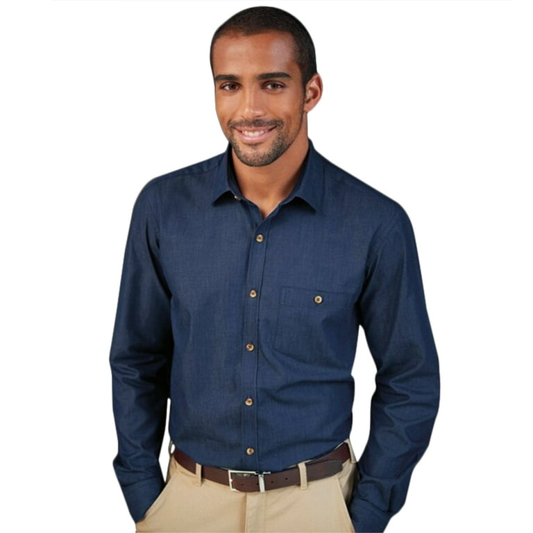 Mens long sleeve chambray cheap shirt