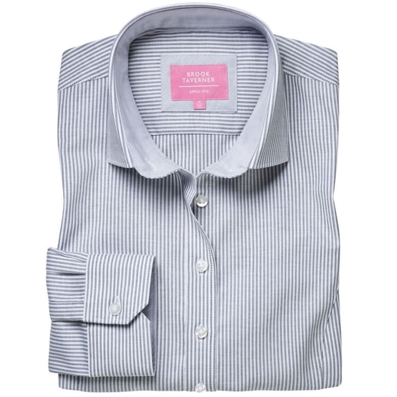 Brook Taverner Womens Mirabel Striped Oxford Stretch Shirt