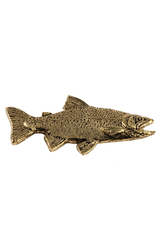 Brook Trout, Brookie, Fish Pin, Gold Plated, FG006PR, 3" Very Large Lapel Pin, Hat, Brooch, Brooches, Jewelry, Gift, Fishing, Salmonoids, 100% Handmade in the USA, 200 Fish Designs Available