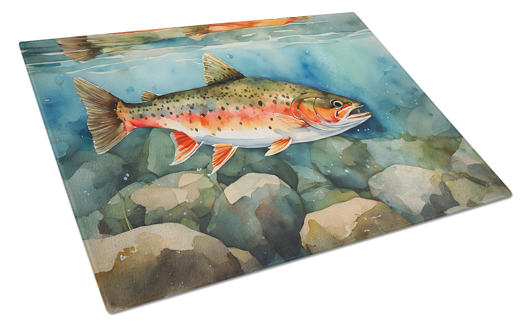 Brook Trout Glass Cutting Board Large 12 in x 15 in