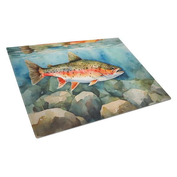 Brook Trout Glass Cutting Board Large 12 in x 15 in