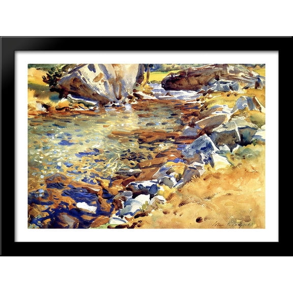 Brook among Rocks 38x28 Large Black Wood Framed Print Art by John Singer Sargent