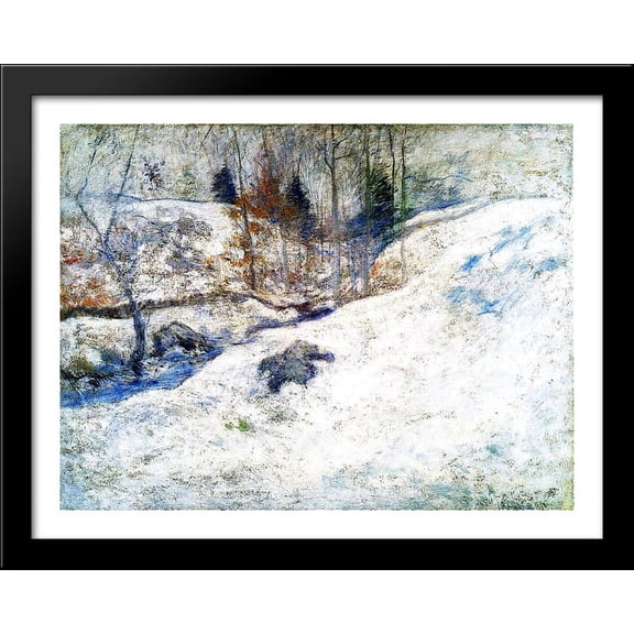 Brook in Winter 36x28 Large Black Wood Framed Print Art by John Henry Twachtman