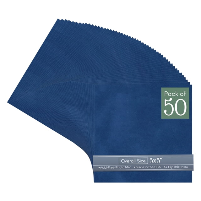 Brooke Blue Suede 5x5 Inch Uncut Art Mat Board - No Opening - 50 Mats ...