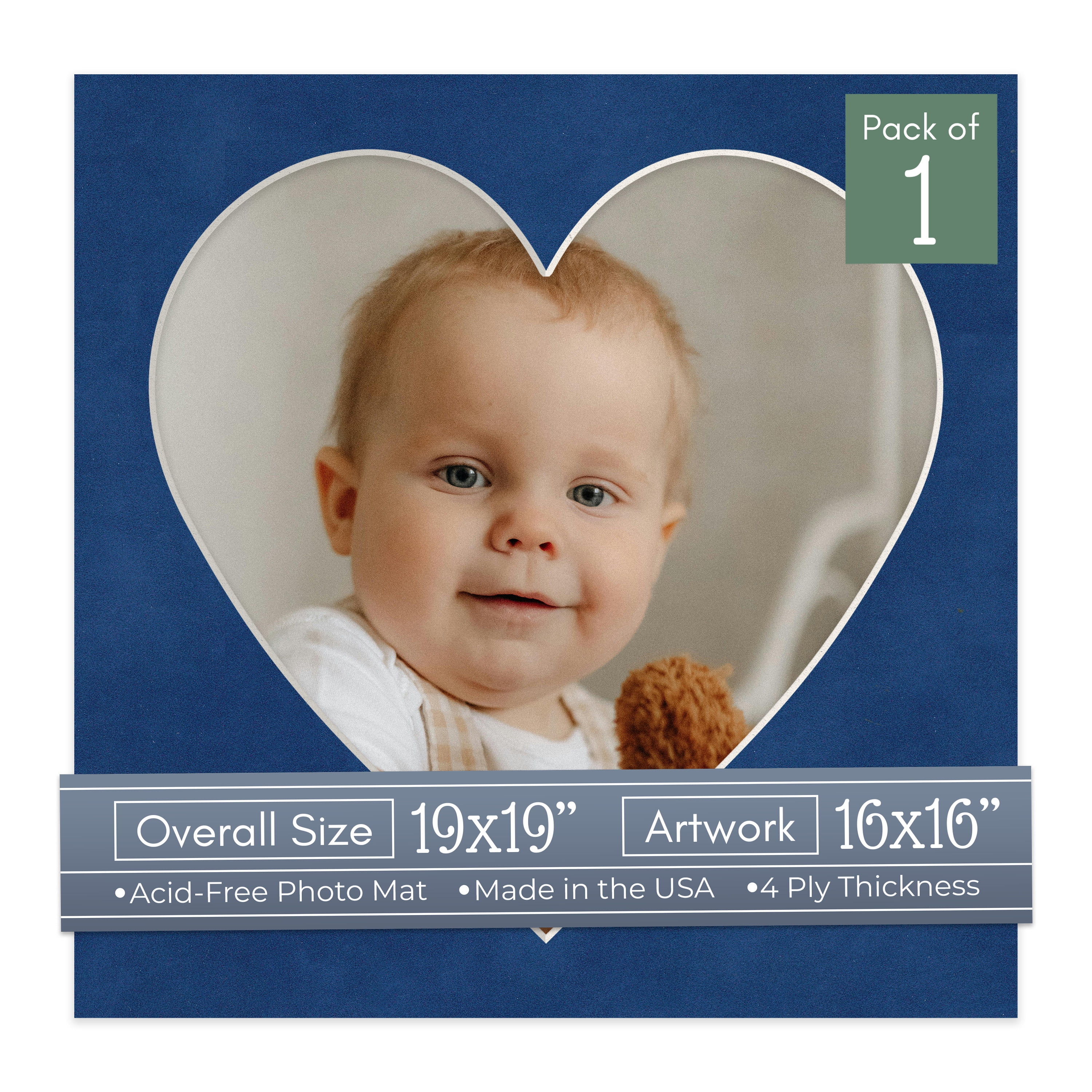 Brooke Blue Suede Picture Frame Mat for 19x19 Frames - Heart Opening ...
