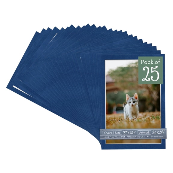 Brooke Blue Suede Picture Frame Mat for 27x40 Frames - Fits 24x36 Photos - 25 Mats