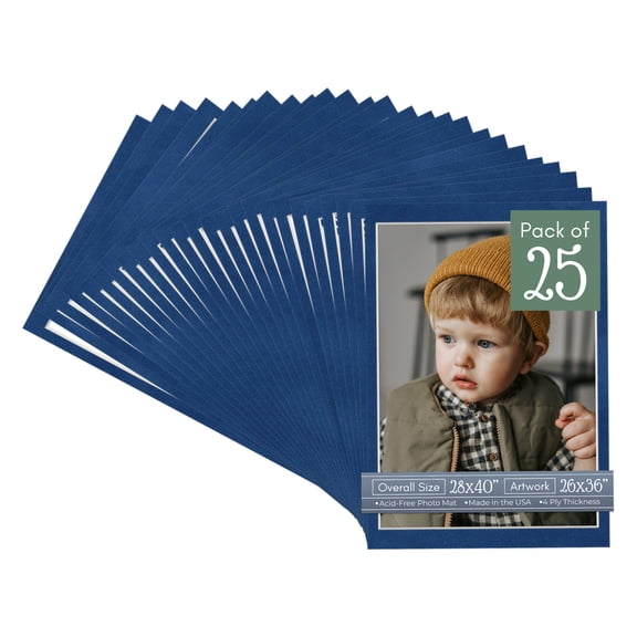 Brooke Blue Suede Picture Frame Mat for 28x40 Frames - Fits 26x36 Photos - 25 Mats