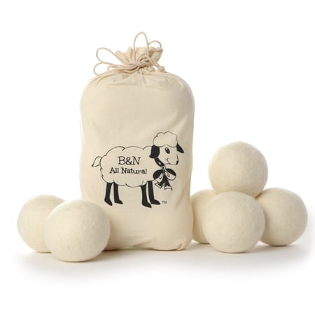 Brooke & Nora Wool Dryer Balls- XL Premium Natural Fabric Softener, 6 Count